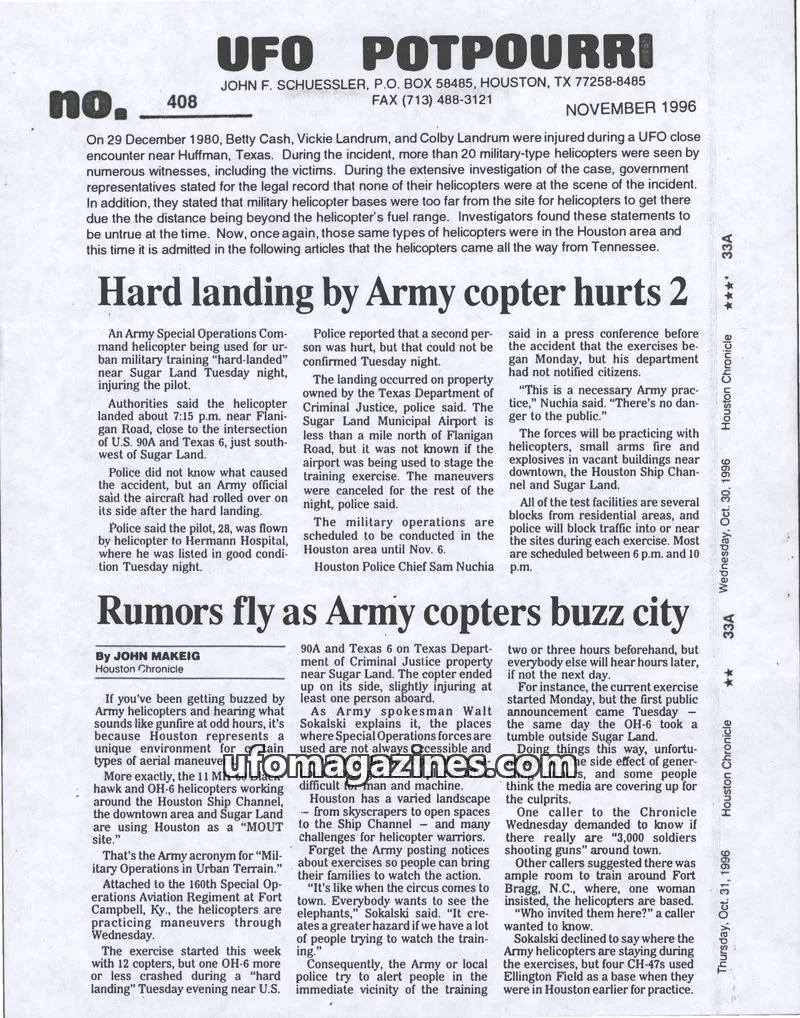 Cover of UFO Potpourri (John Schuessler) issue 408: UFO POTPOURRI