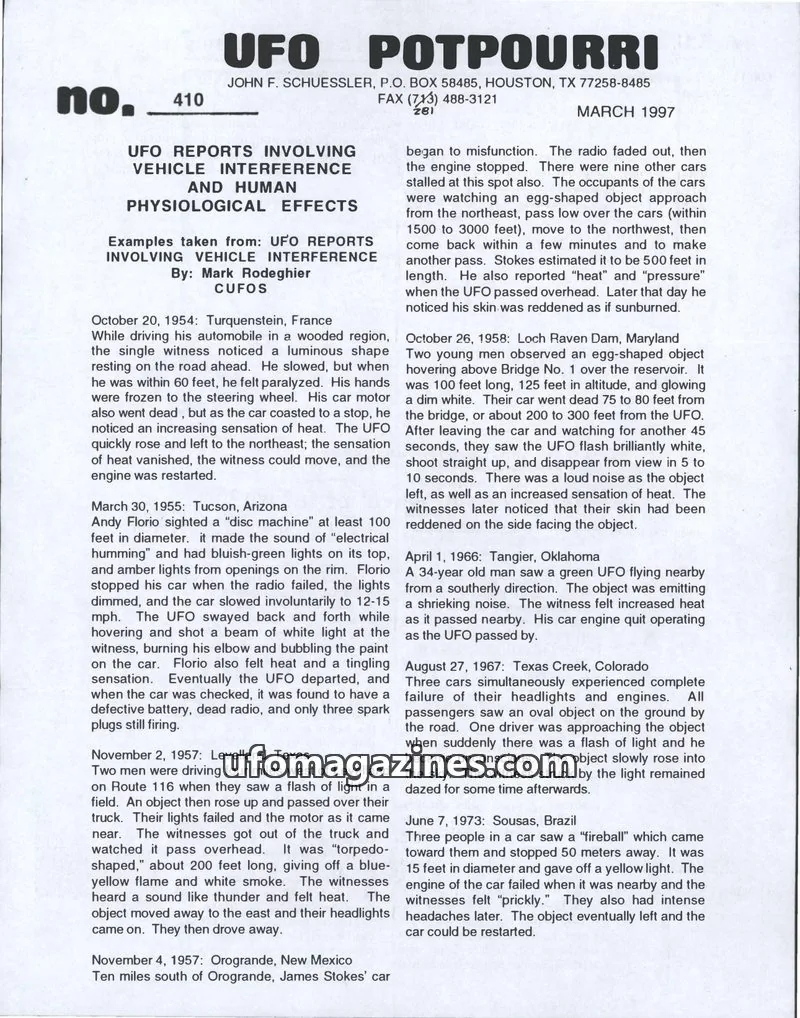 Cover of UFO Potpourri (John Schuessler) issue 410: UFO POTPOURRI