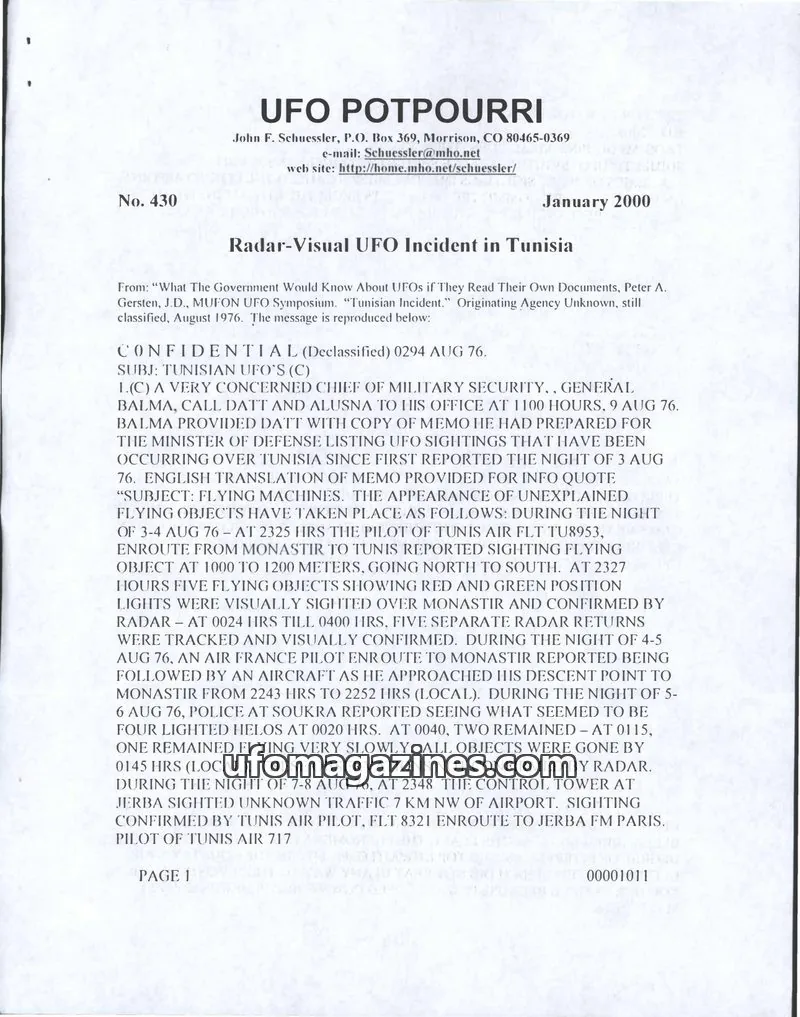 Cover of UFO Potpourri (John Schuessler) issue 430: UFO POTPOURRI