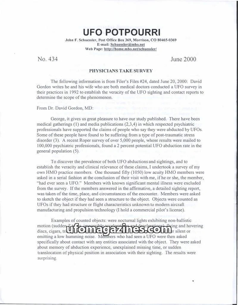 Cover of UFO Potpourri (John Schuessler) issue 434: UFO POTPOURRI