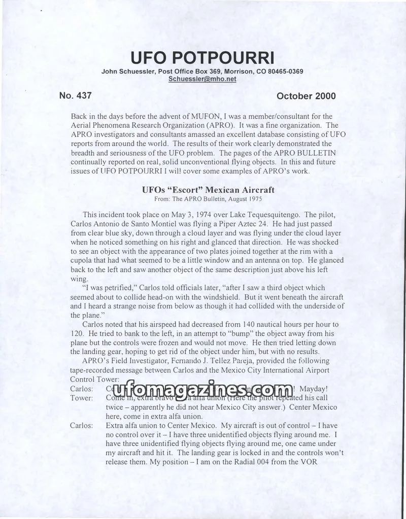Cover of UFO Potpourri (John Schuessler) issue 437: UFO POTPOURRI