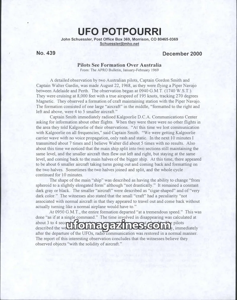 Cover of UFO Potpourri (John Schuessler) issue 439: UFO POTPOURRI