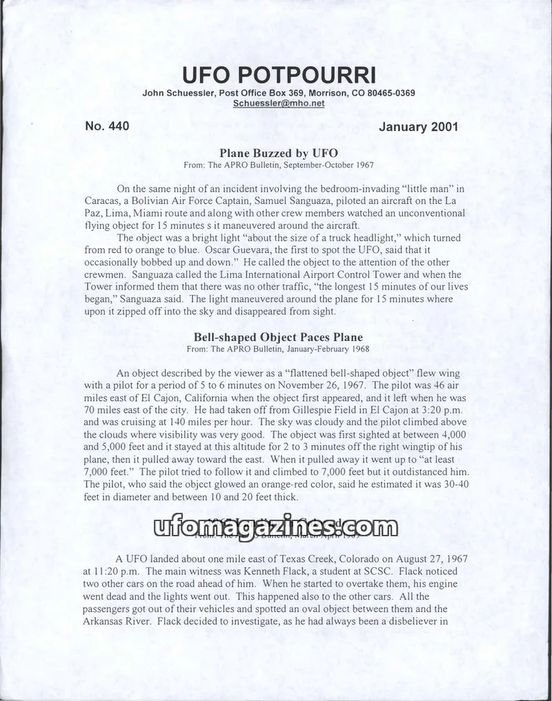 Cover of UFO Potpourri (John Schuessler) issue No. 440: UFO POTPOURRI