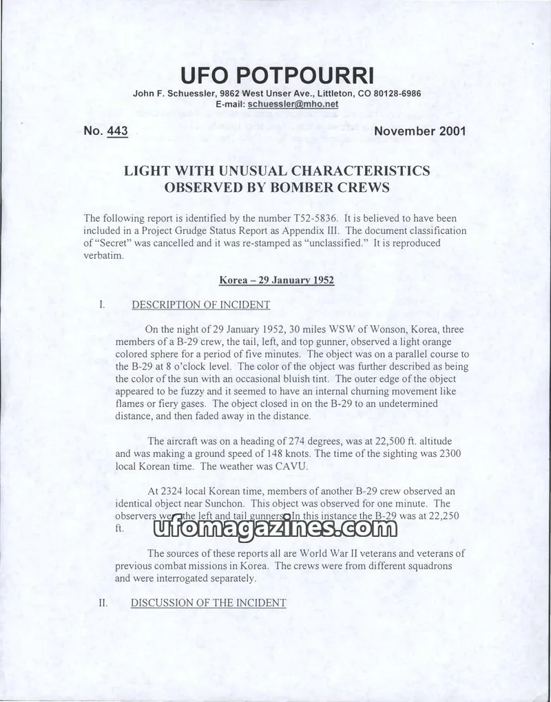 Cover of UFO Potpourri (John Schuessler) issue 443: UFO POTPOURRI