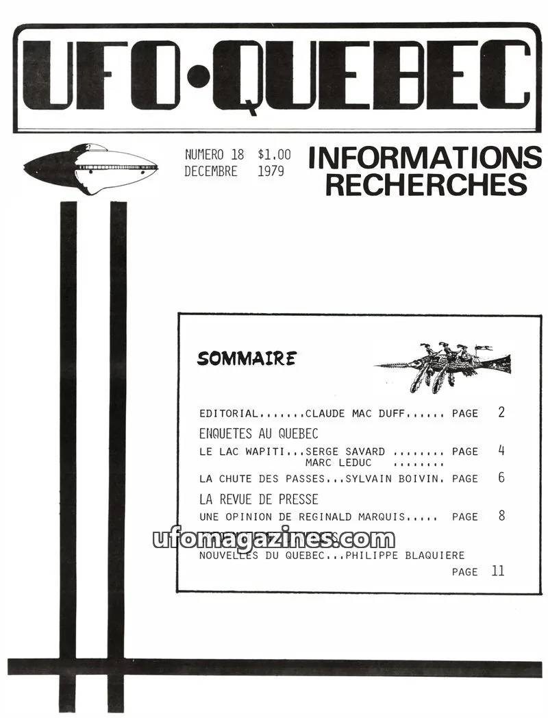 Cover of UFO Quebec issue 18: UFO-QUEBEC