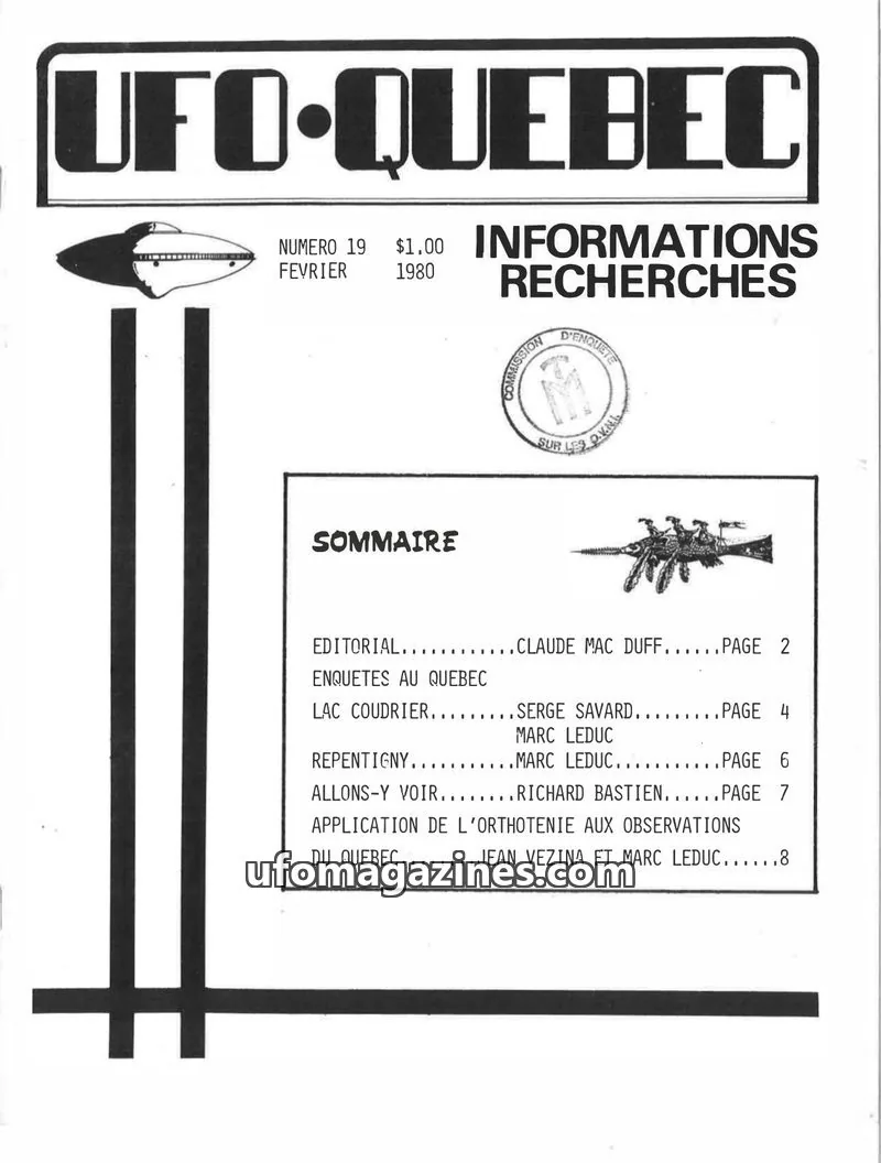 Cover of UFO Quebec issue 19: UFO-QUEBEC