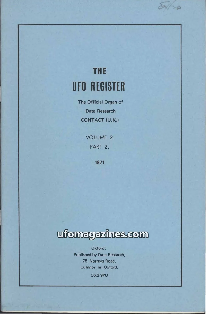 Cover of UFO Register (UK Contact) issue Volume 2. Part 2.: THE UFO REGISTER