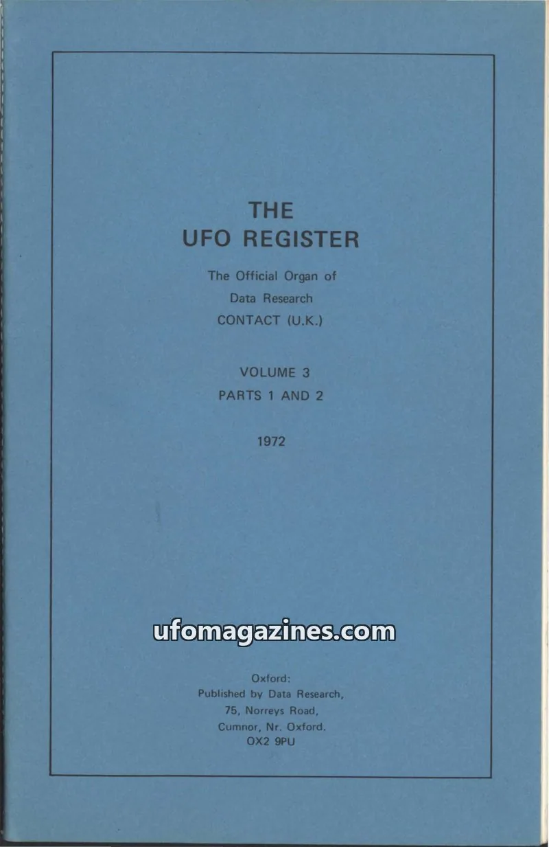 Cover of UFO Register (UK Contact) issue VOLUME 3 PARTS 1 AND 2: THE UFO REGISTER