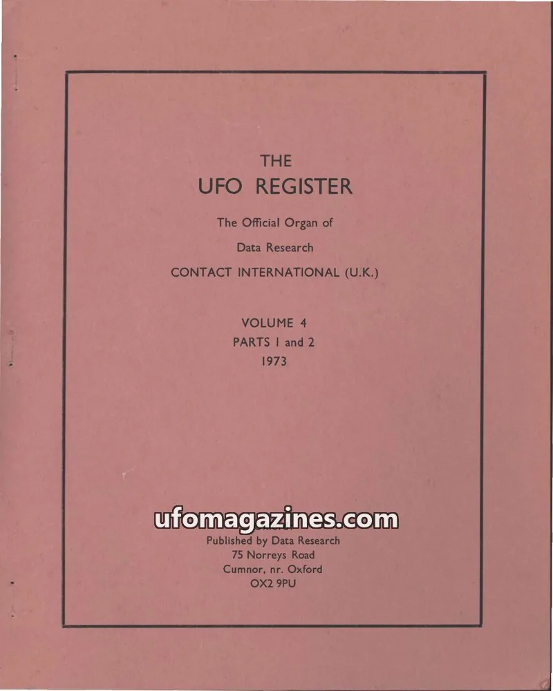 Cover of UFO Register (UK Contact) issue VOLUME 4, PARTS I and 2: THE UFO REGISTER