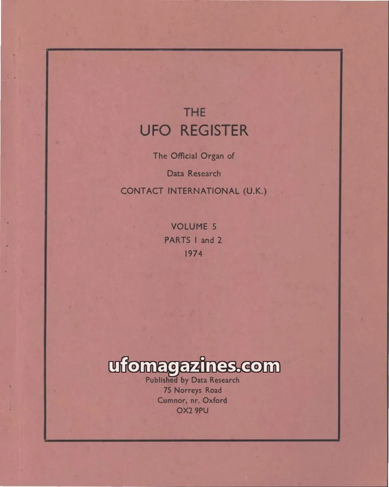 Cover of UFO Register (UK Contact) issue VOLUME 5, PARTS I and 2: THE UFO REGISTER