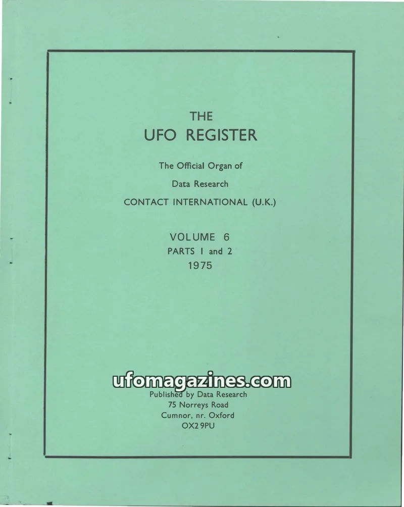 Cover of UFO Register (UK Contact) issue VOLUME 6 PARTS I and 2: THE UFO REGISTER