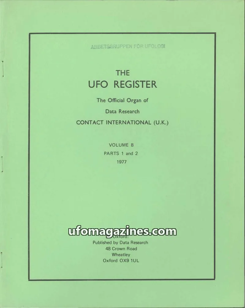 Cover of UFO Register (UK Contact) issue VOLUME 8 PARTS 1 and 2: THE UFO REGISTER
