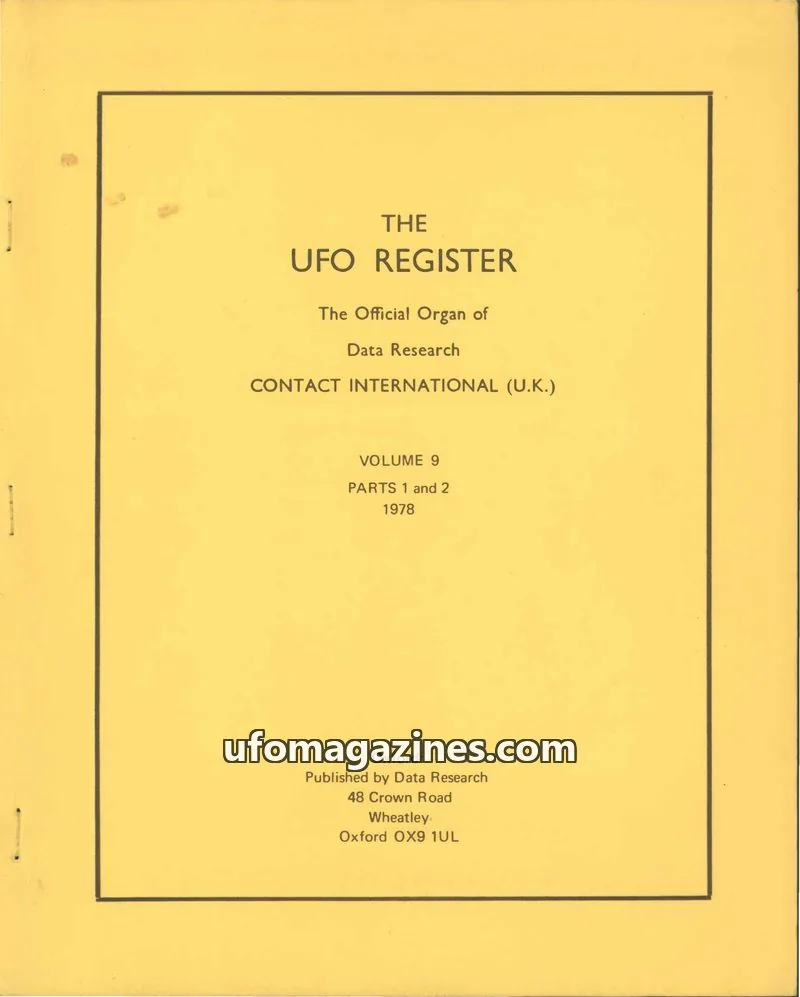 Cover of UFO Register (UK Contact) issue VOLUME 9, PARTS 1 and 2: THE UFO REGISTER