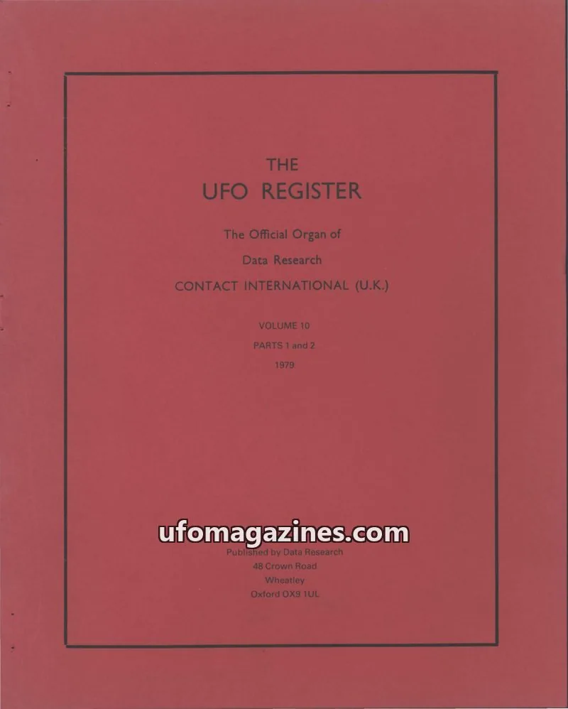 Cover of UFO Register (UK Contact) issue Volume 10, Parts 1 and 2: THE UFO REGISTER