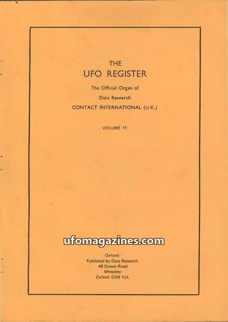 Cover of UFO Register (UK Contact) issue VOLUME 11: THE UFO REGISTER