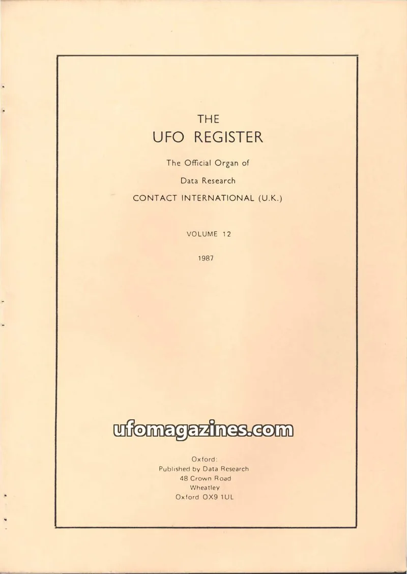 Cover of UFO Register (UK Contact) issue VOLUME 12: THE UFO REGISTER