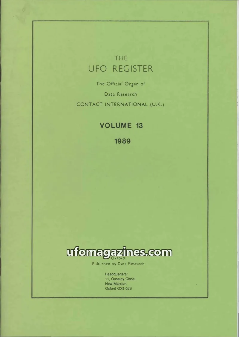 Cover of UFO Register (UK Contact) issue VOLUME 13: THE UFO REGISTER