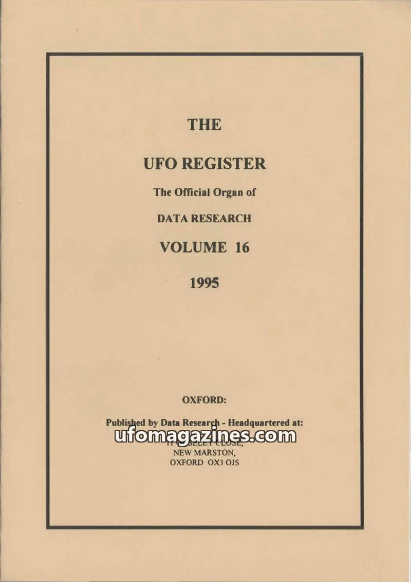 Cover of UFO Register (UK Contact) issue 16: THE UFO REGISTER