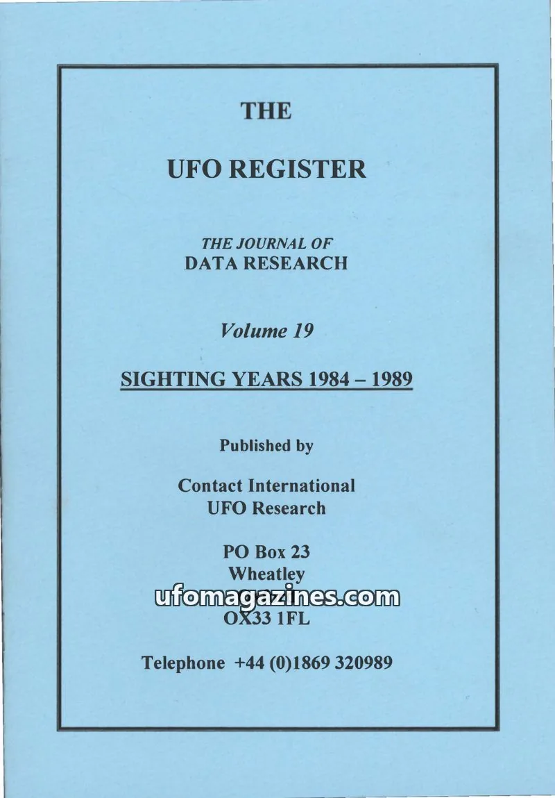 Cover of UFO Register (UK Contact) issue Volume 19: THE UFO REGISTER