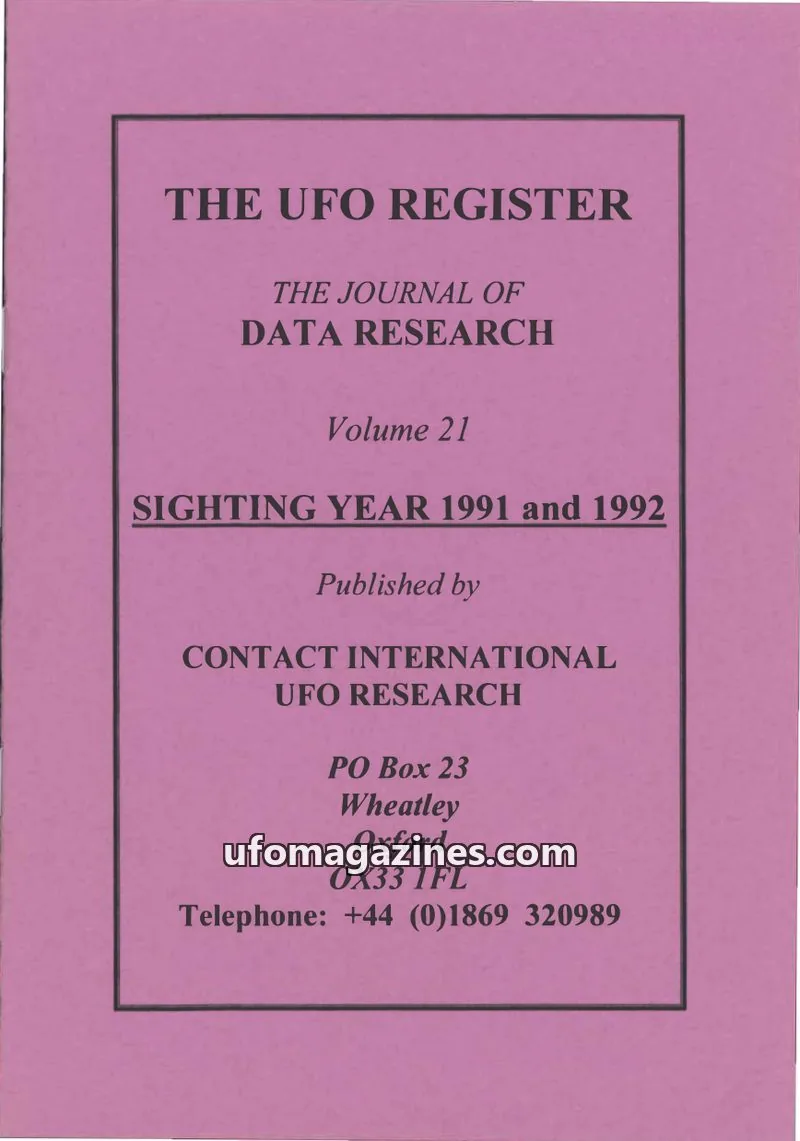 Cover of UFO Register (UK Contact) issue 21: THE UFO REGISTER