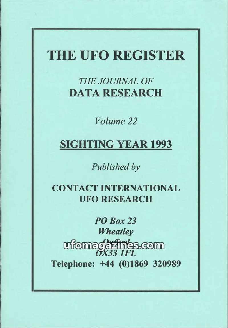 Cover of UFO Register (UK Contact) issue Volume 22: THE UFO REGISTER