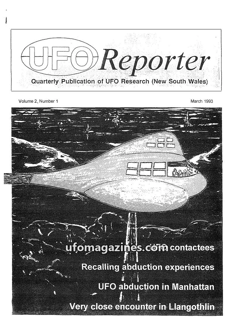 Cover of UFO Reporter (New South Wales) issue Volume 2, Number 1: UFO Reporter