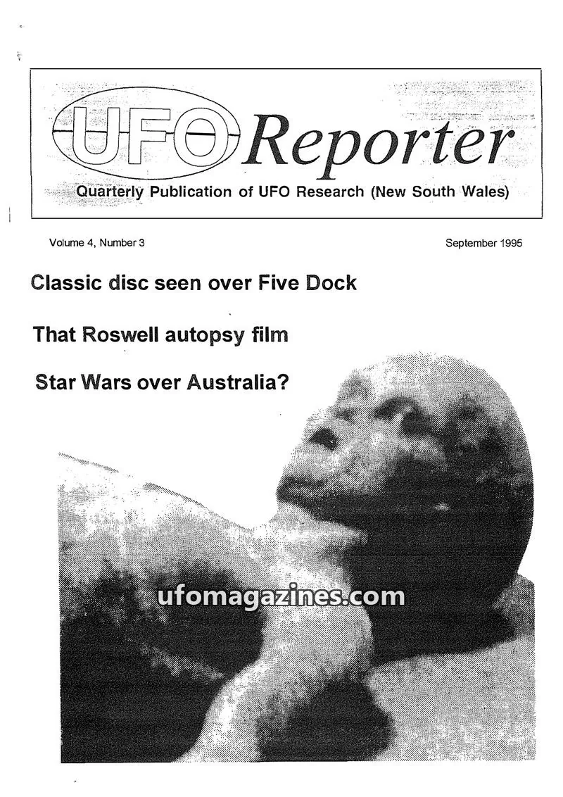 Cover of UFO Reporter (New South Wales) issue Volume 4, Number 3: UFO Reporter