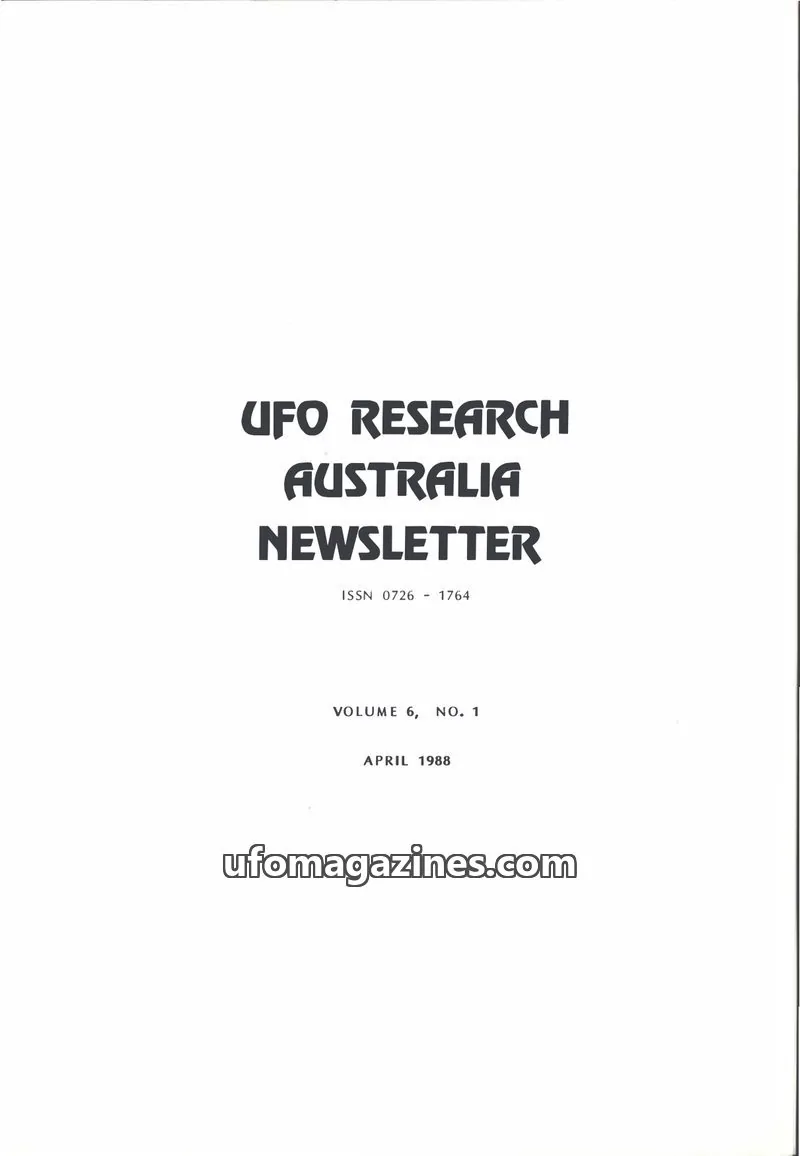Cover of UFO Research Australia Newsletter issue 1: UFO RESEARCH AUSTRALIA NEWSLETTER