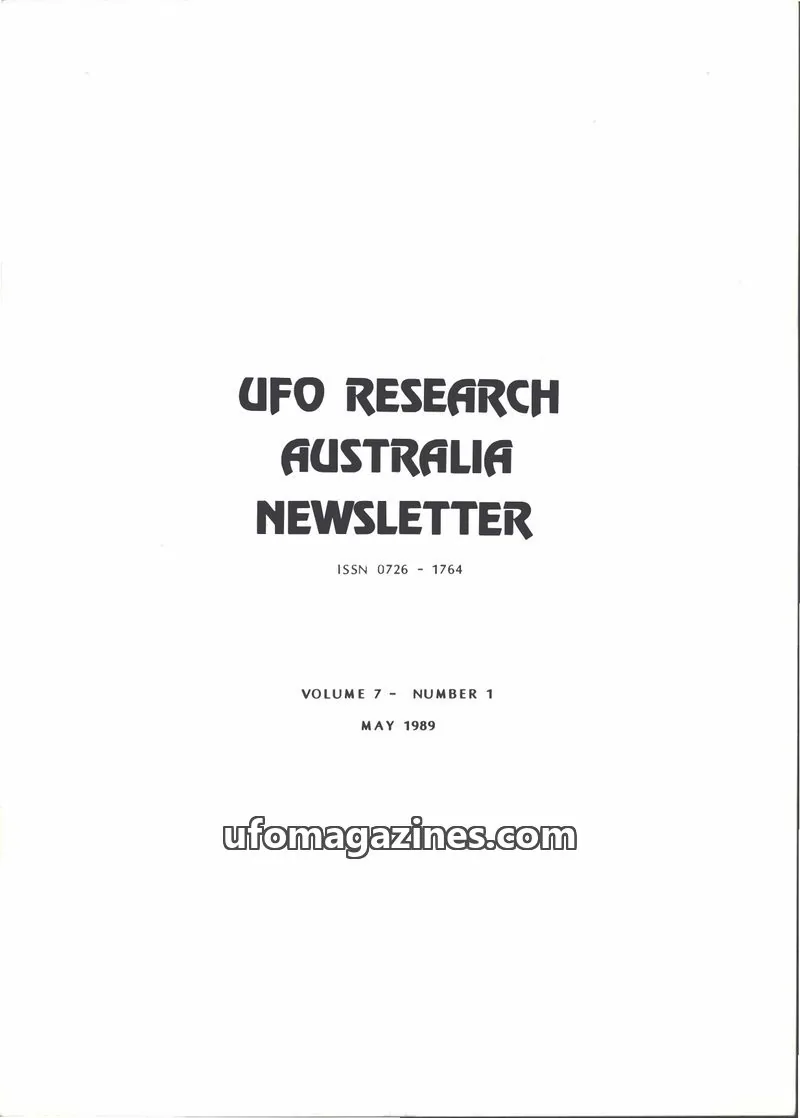 Cover of UFO Research Australia Newsletter issue 1: UFO RESEARCH AUSTRALIA NEWSLETTER