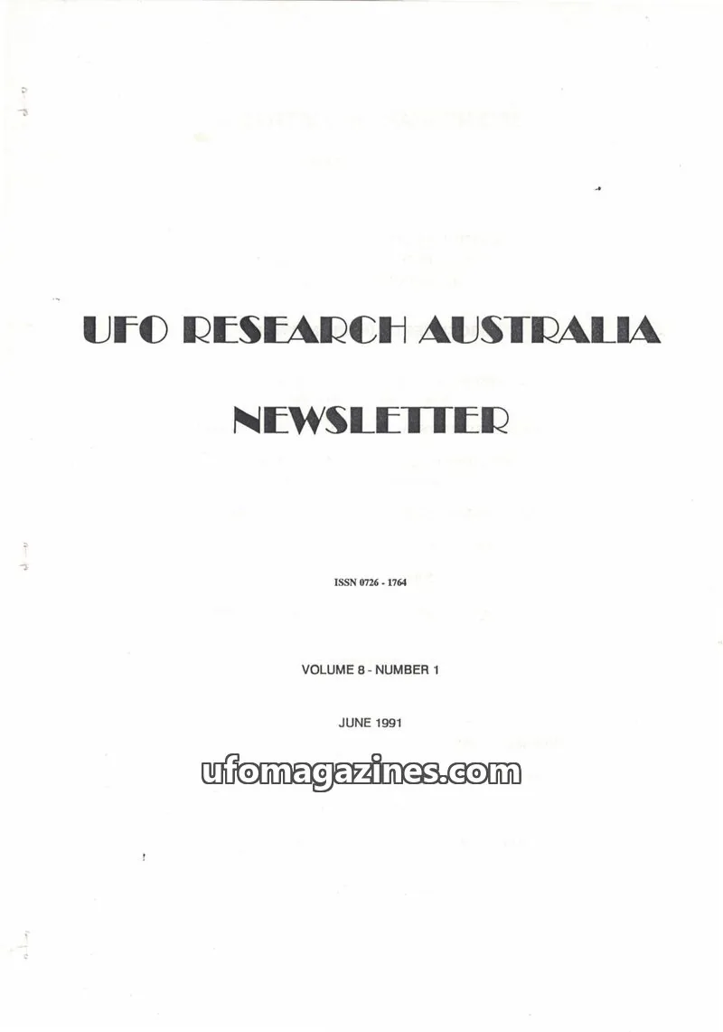 Cover of UFO Research Australia Newsletter issue 1: UFO RESEARCH AUSTRALIA NEWSLETTER