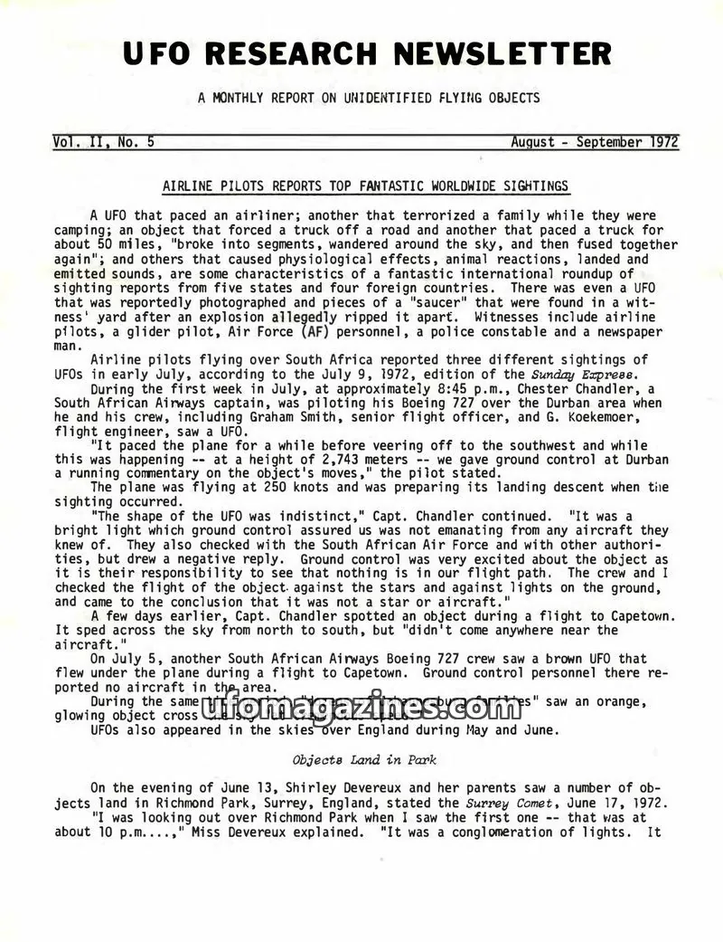 Cover of UFO Research Newsletter (Lore) issue Vol. II, No. 5: UFO RESEARCH NEWSLETTER