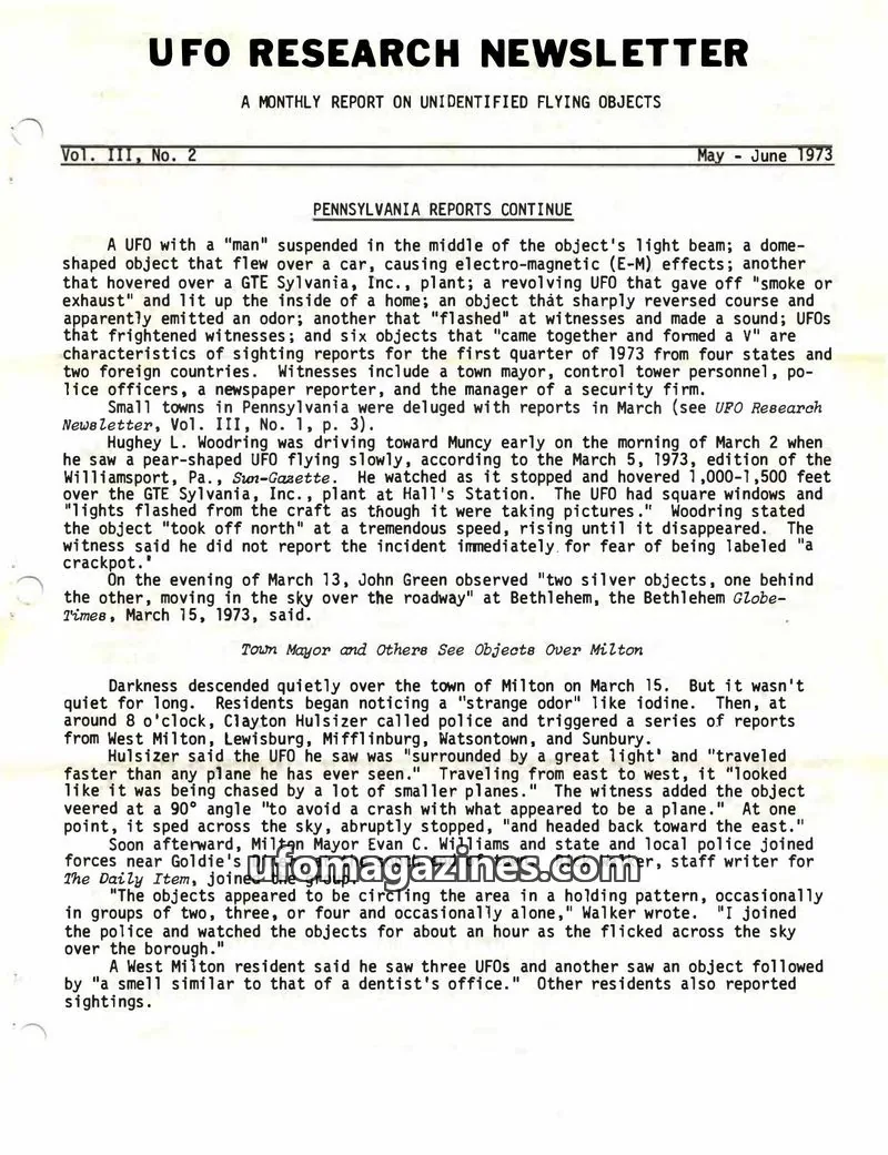 Cover of UFO Research Newsletter (Lore) issue Vol. III, No. 2: UFO RESEARCH NEWSLETTER