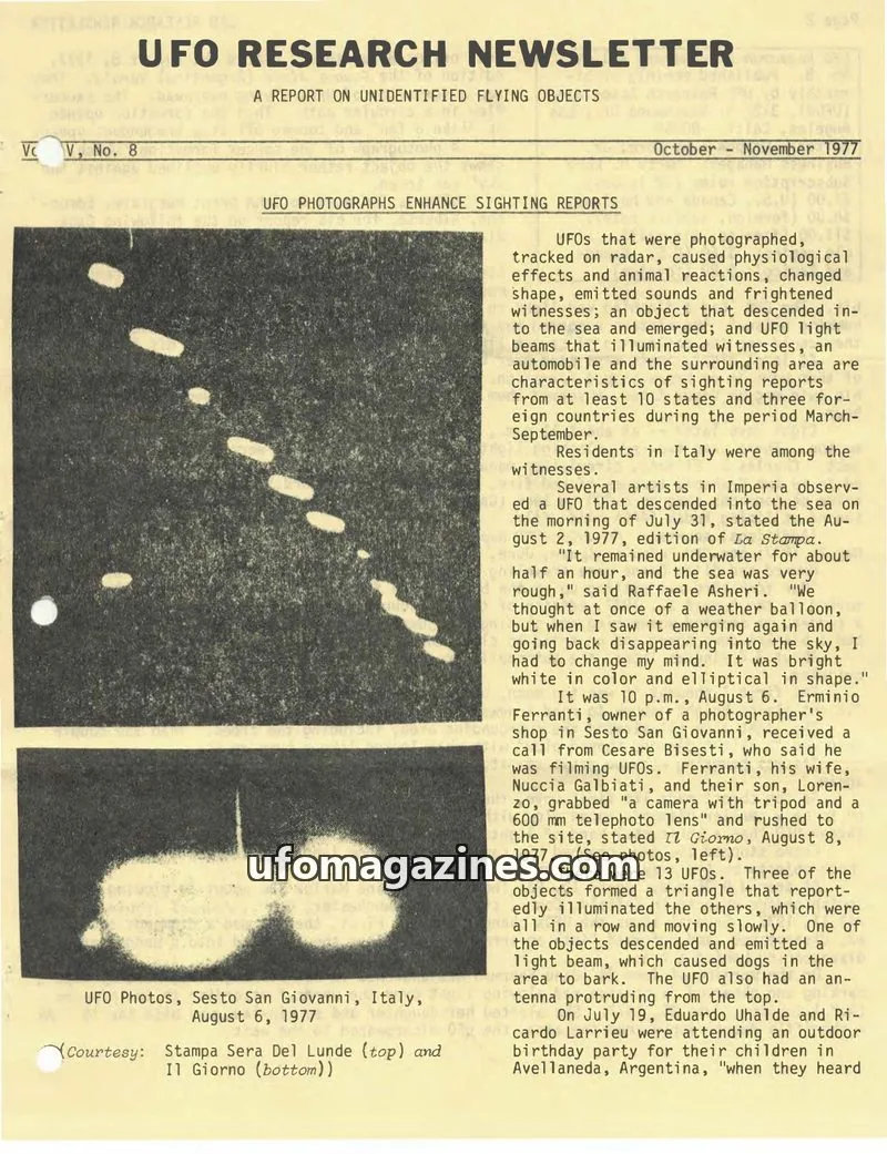 Cover of UFO Research Newsletter (Lore) issue No. 8: UFO RESEARCH NEWSLETTER