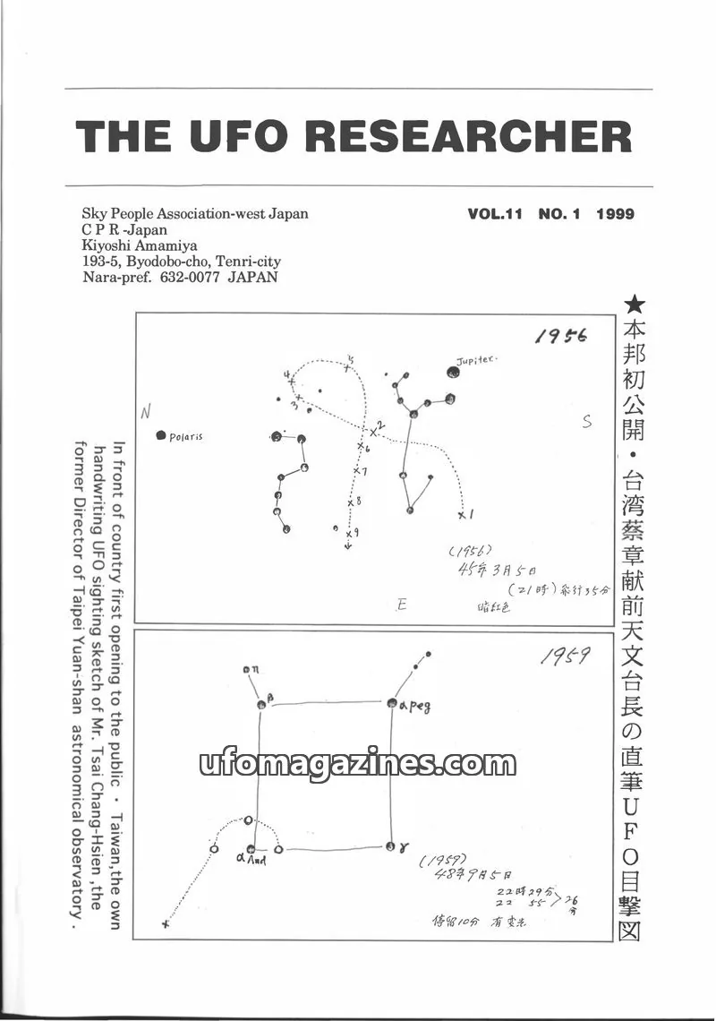Cover of Sky People Association-west Japan issue NO. 1: THE UFO RESEARCHER