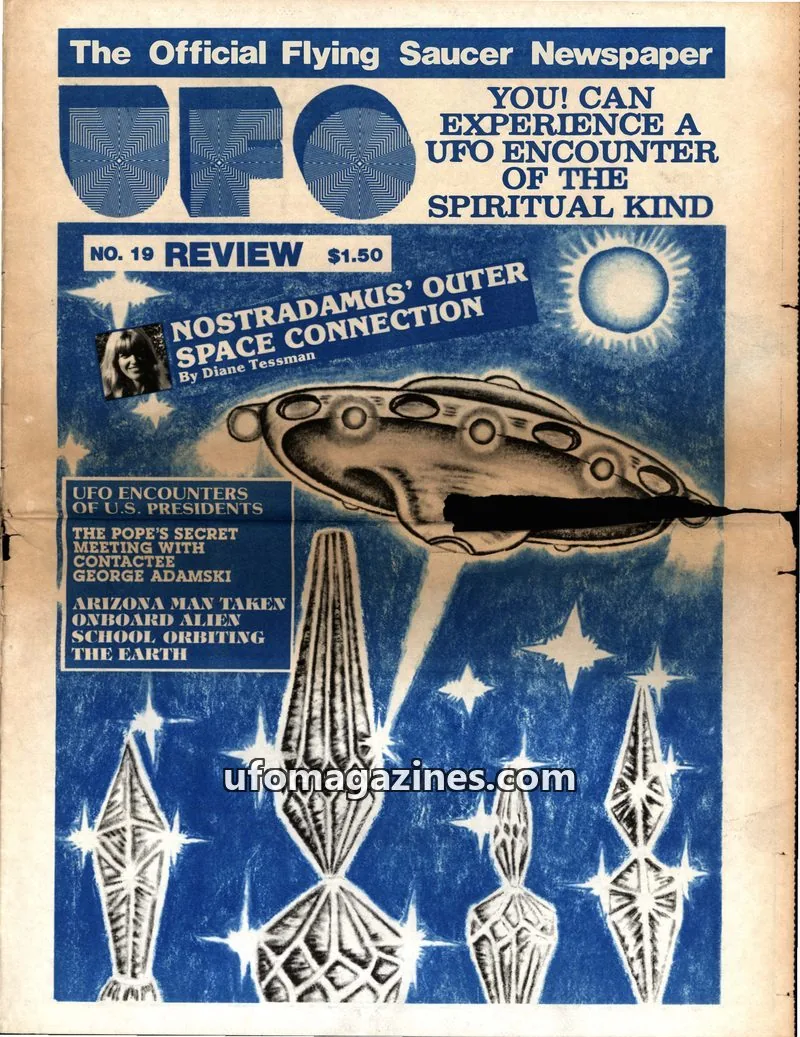 Cover of UFO NEWS SERVICE issue 19: The Official Flying Saucer Newspaper UFO REVIEW