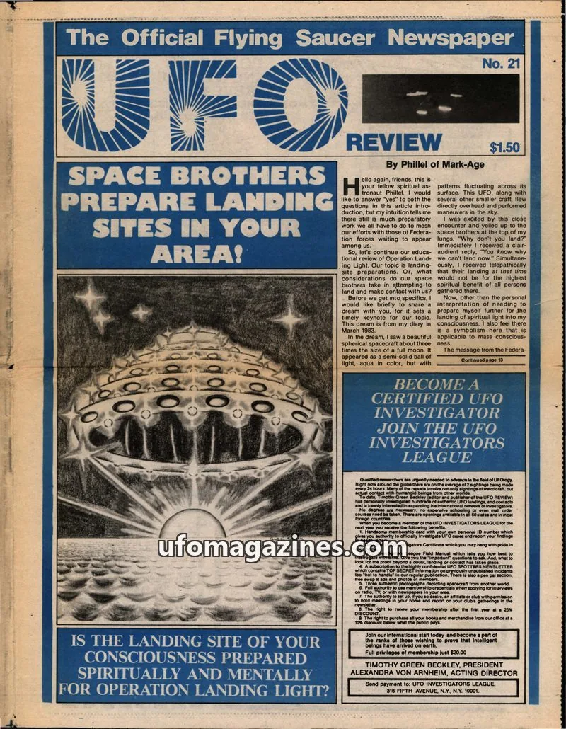 Cover of UFO NEWS SERVICE issue No. 21: The Official Flying Saucer Newspaper UFO REVIEW