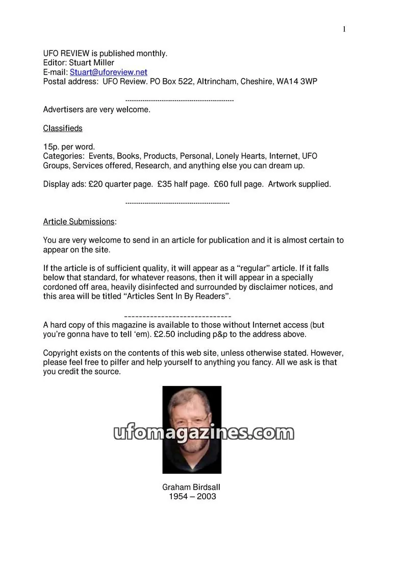 Cover of UFO Review issue 1: UFO REVIEW