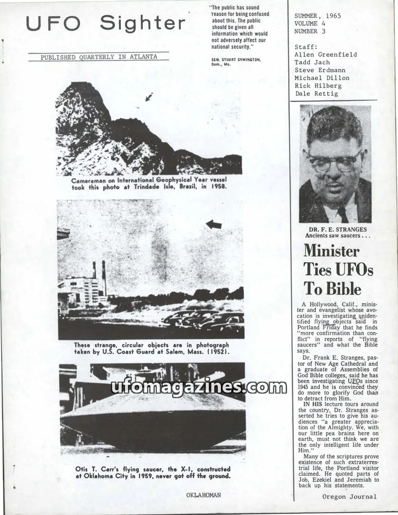 Cover of UFO Sighter (Allen Greenfield) issue 3: UFO Sighter
