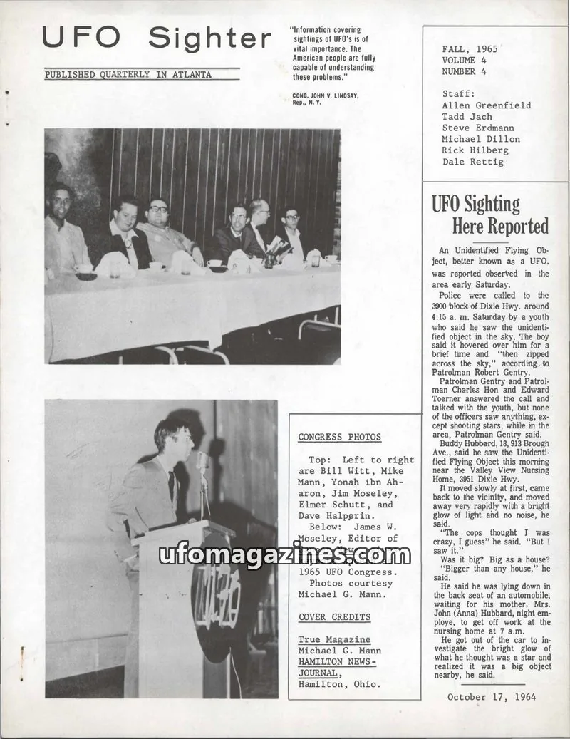 Cover of UFO Sighter (Allen Greenfield) issue NUMBER 4: UFO Sighter