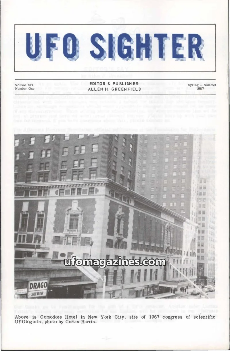 Cover of UFO Sighter (Allen Greenfield) issue Number One: UFO SIGHTER