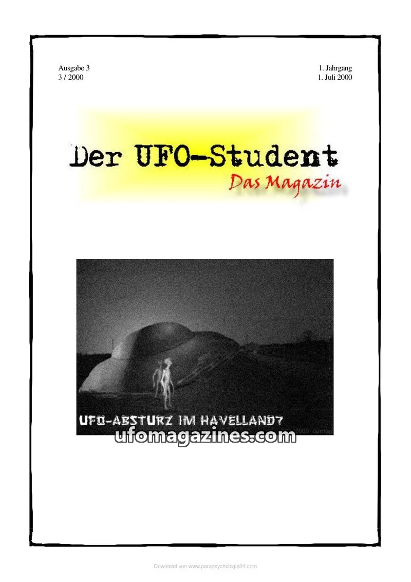 Cover of UFO Student issue 3/2000: Der UFO-Student