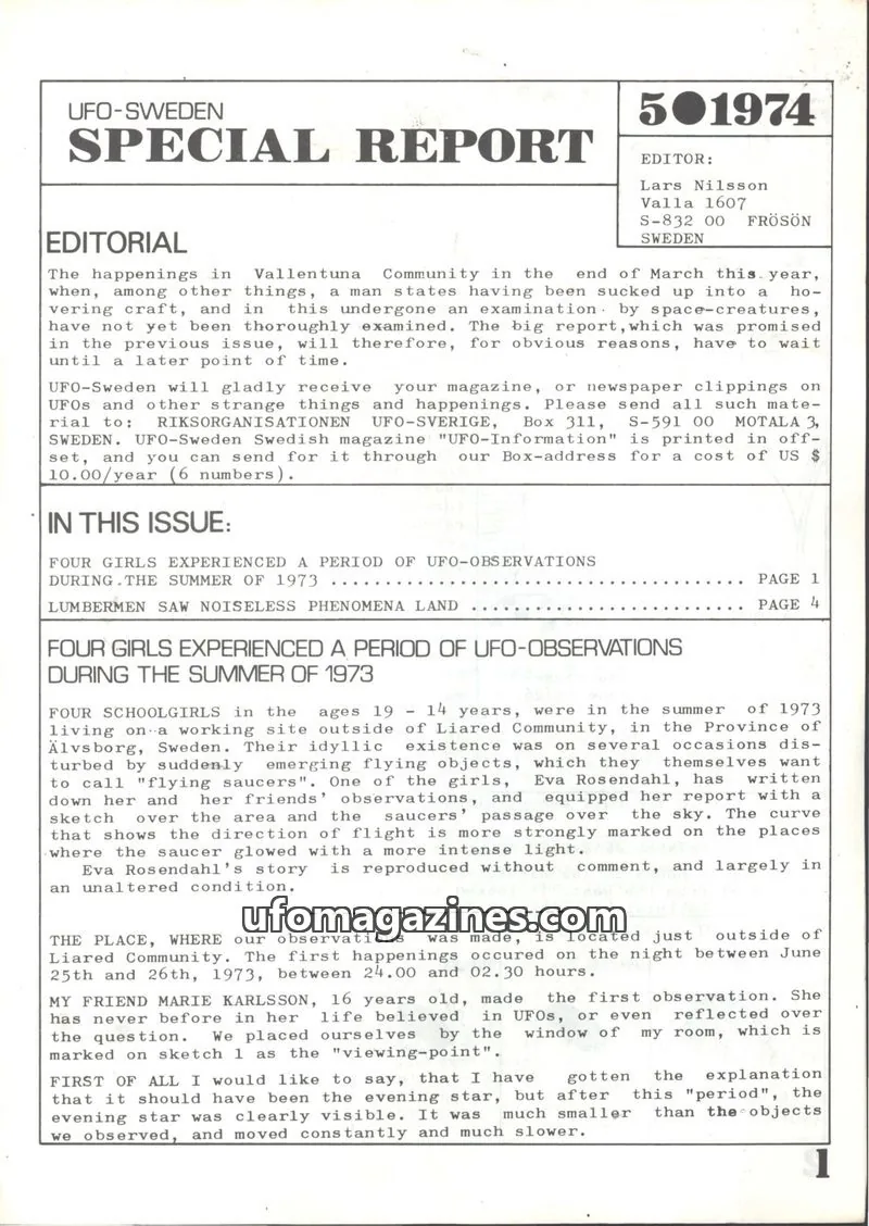 Cover of UFO Sweden Special Report (UFO-Sverige) issue 50: UFO-SWEDEN SPECIAL REPORT