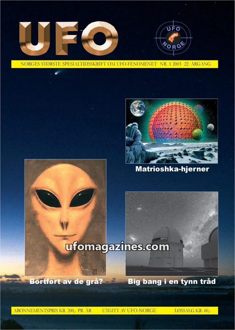 Cover of UFO issue 1 2003: UFO NORGE
