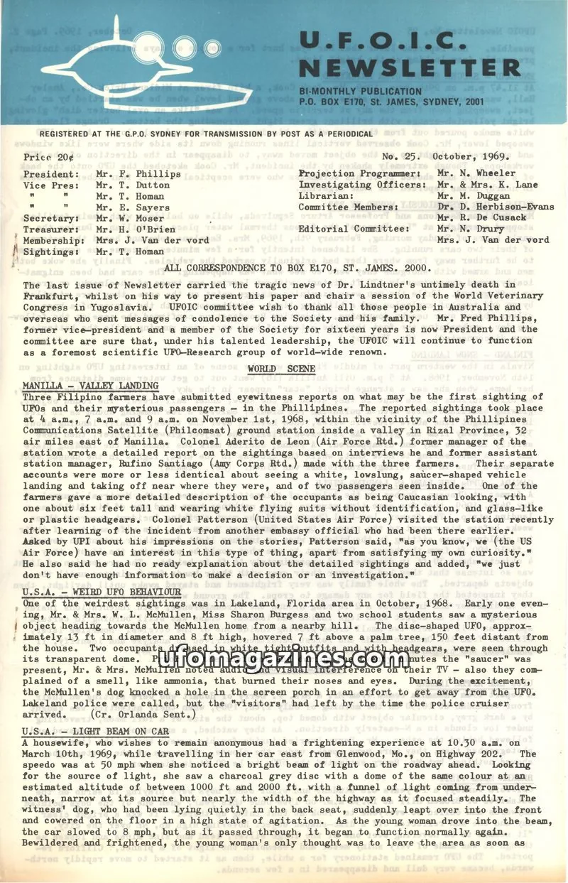Cover of UFOIC issue 25: U.F.O.I.C. NEWSLETTER