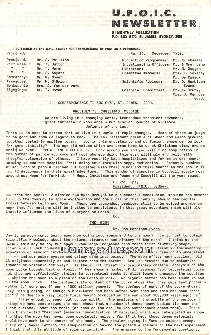 Cover of UFOIC Newsletter issue No. 26: U.F.O.I.C. NEWSLETTER
