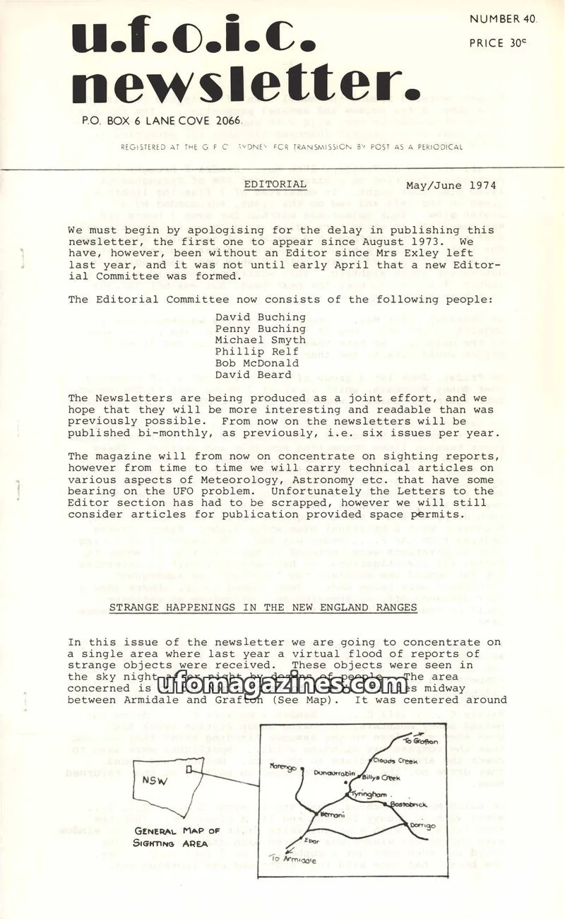 Cover of UFOIC issue 40: u.f.o.i.c. newsletter.