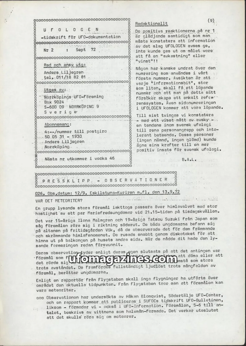 Cover of Ufologen (AFU) issue Nr 2: UFOLOGEN