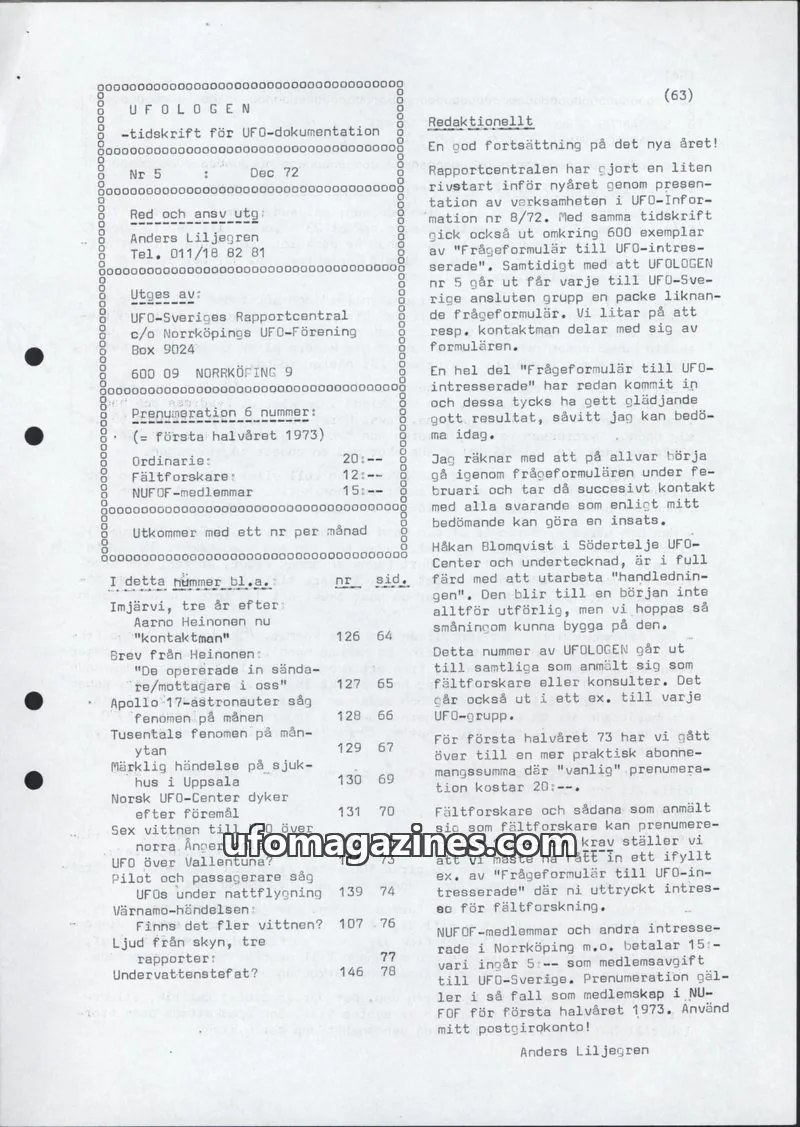 Cover of Ufologen (AFU) issue 5: UFOLOGEN