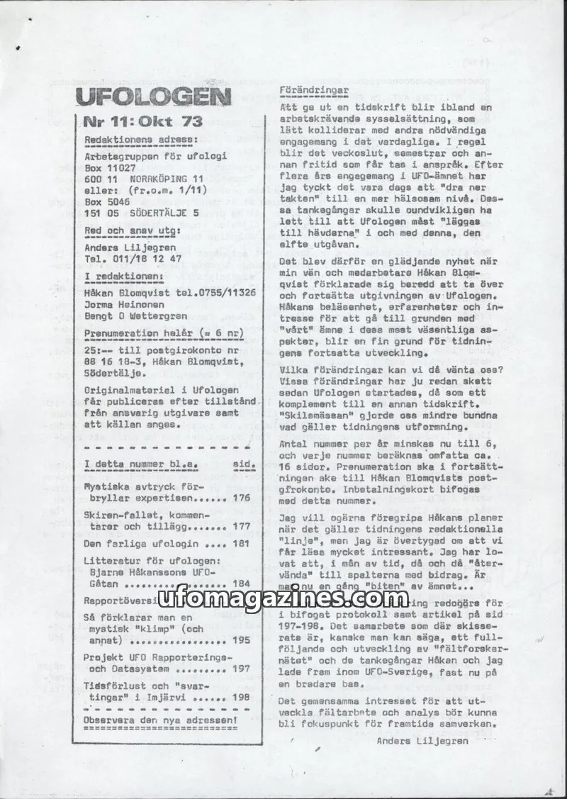 Cover of Ufologen (AFU) issue 11: UFOLOGEN