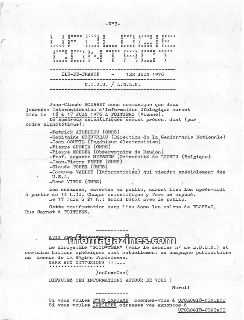 Cover of Ufologie Contact issue N°3: ILE-DE-FRANCE